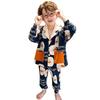 Children's Long Sleeve Cardigan Pajama Set for Teen Boys - Spring/Autumn Style Homewear
