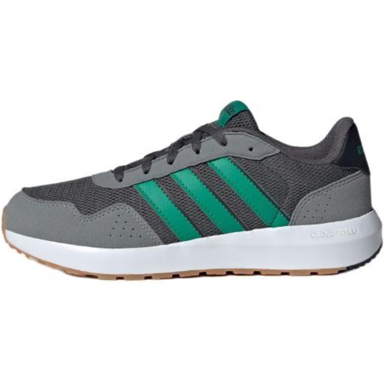 New Adidas Run 60s Anti-Slip Wear-Resistant Low-Top Kids' Running Shoes Dark Gray/Lawn Green/Gray Teenagers JH8773