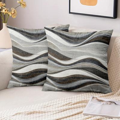 Pieces Abstract Wave Print Pillow Covers Polyester Sofa Decorative Cushion Cov Headboard Pillow (Without Pillow Core