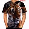 Cool Fashion Animal Tiger 3d Print T-Shirt Casual Round Neck Short Sleeved Men's T-shirts