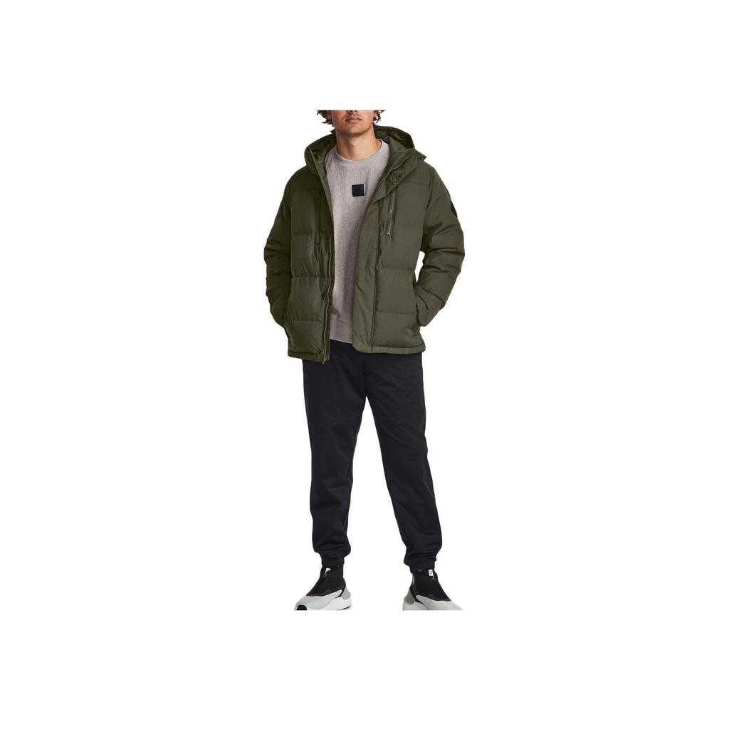 Under Armour Solid Color Hooded Zip-Up Long Sleeve Jacket Men Jackets Olive-Green 1378830-390