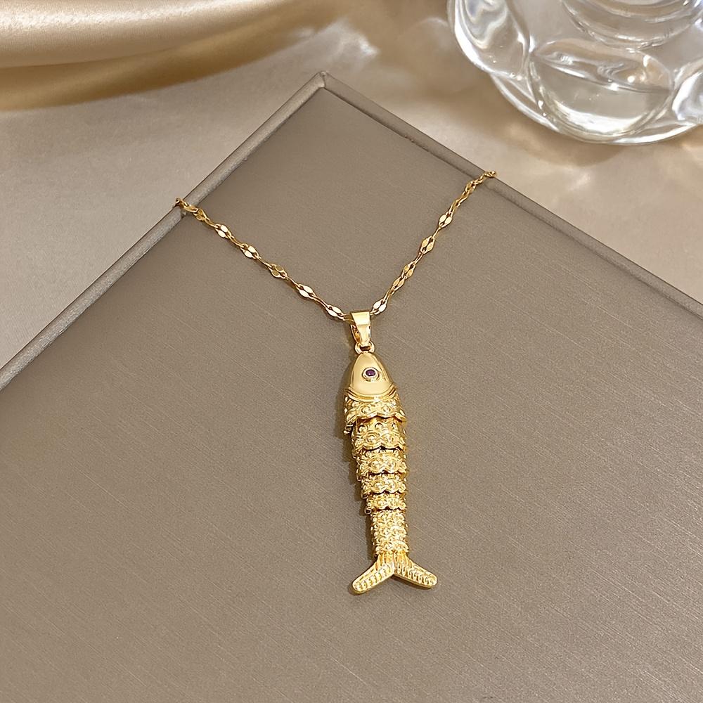Collar Colgante de Acero Inoxidable de Pez Dorado Individual - Perfecto para Fiestas Temáticas de Playa y Regalos de Lujo