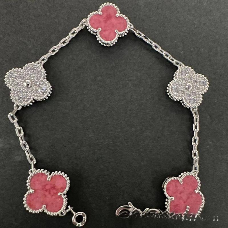 Exquisite Four-leaf Clover Bracelet for Women Five-flower Bracelet Double-sided Natural White Mother-of-pearl and Carnelian Bracelet