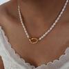 Freshwater Pearl Necklace Matching Bracelet For Women 18k Gold Plated Stainless Steel Ring Pendant Women's Necklaces Bracelets