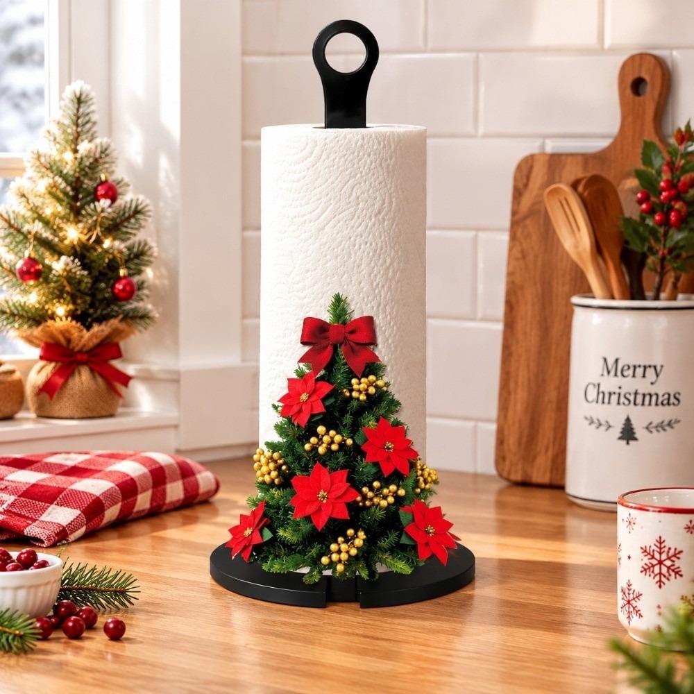Acrylic Wood Base Christmas Paper Towel Holder Kitchen Roll Dispenser Christmas Holiday