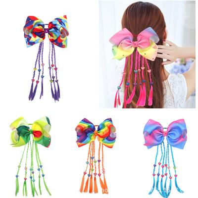 Regenbogen-Twist-Haarringfaden mit Kinderschleifen-Haarseil