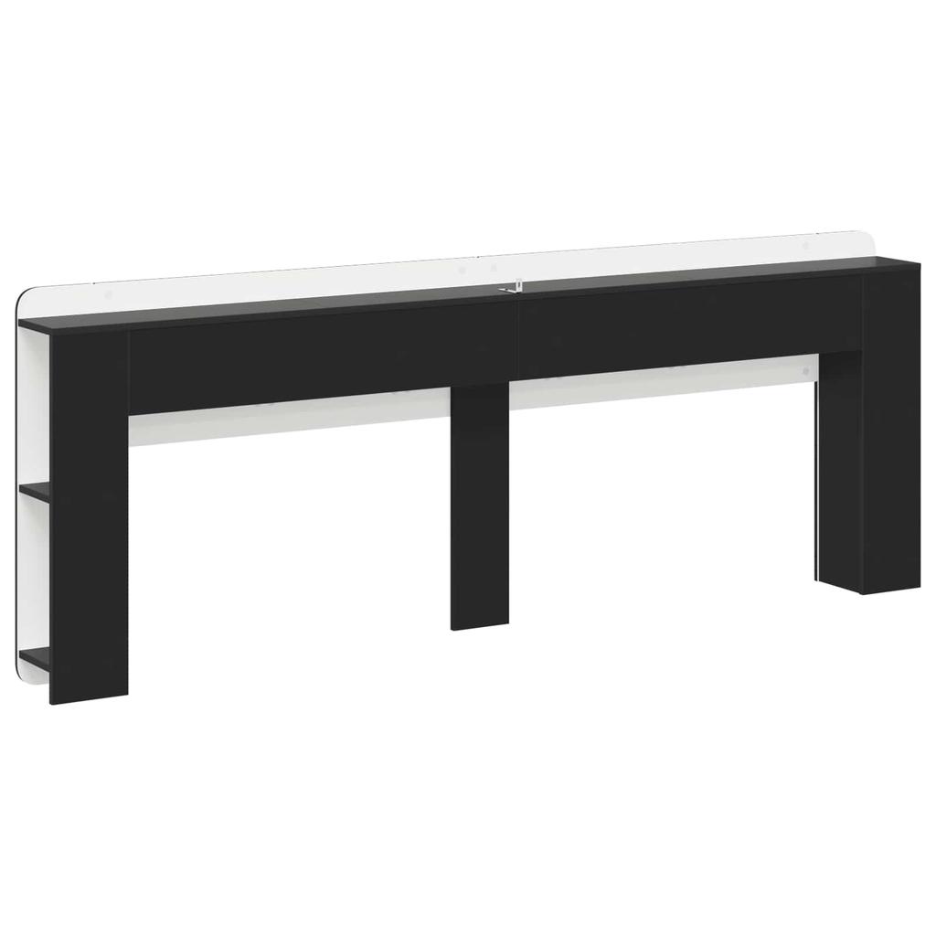 Headboard Cabinet with Storage Black Engineered Wood