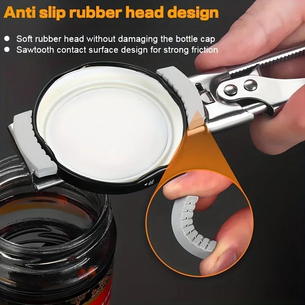 ZEXEF Adjustable Multi-Function Bottle Cap Opener Stainless Steel Lids Off Jar Opener Labor-Saving Can Opener for Kitchen Tools