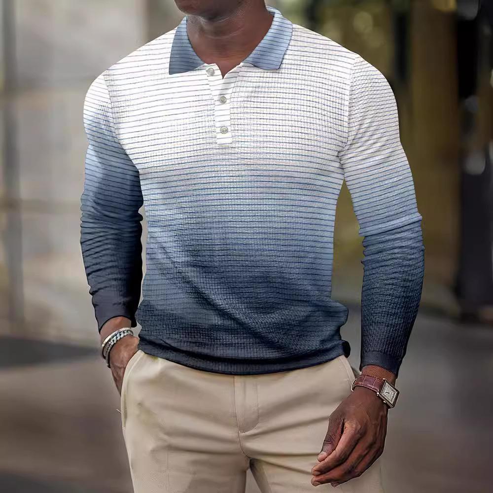 New Men's Sweatshirt Geometric 3D Printed Casual Lapel Polo Shirt