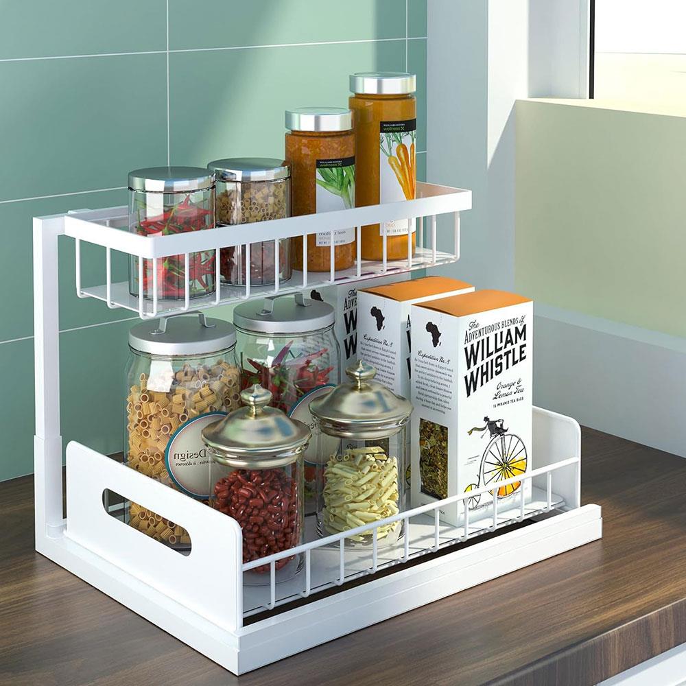 Kitchen Sink Storage Rack 2 Tier Under Sink Organizers And Storage Solutions Multi-purpose Bathroom Shelf Kitchen Organizer