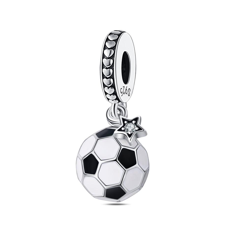 Popular Copper Sports Football, Badminton & Baseball Dangle Charm Fits Brand Bracelet For Kids Jewelry Gift