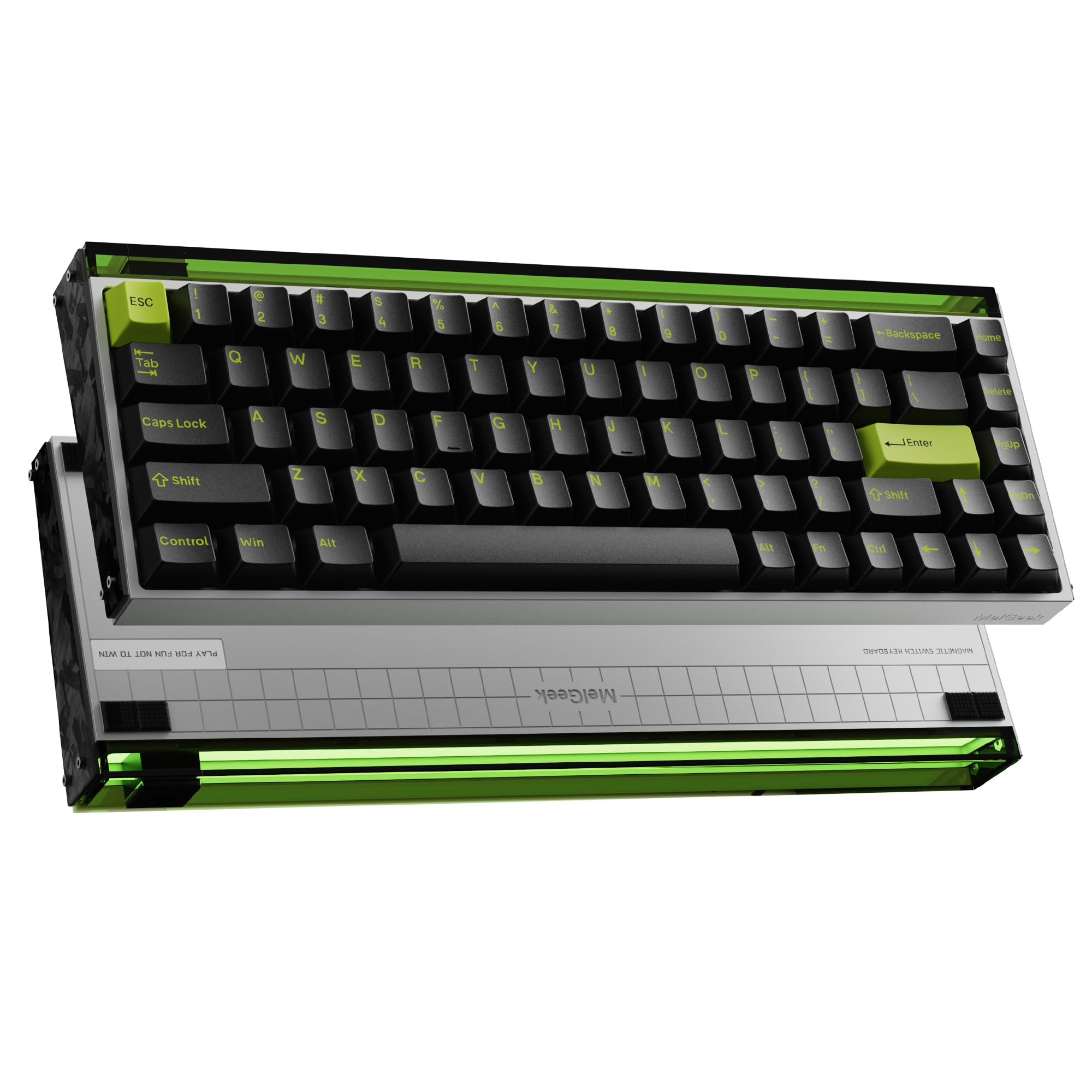

MelGeek MADE68 Ultra Wired US English Hall Effect Magnetic Switch Gaming Compact Rapid RGB Snap Tap Adjustable Online HIVE Aluminum Case Green зелений