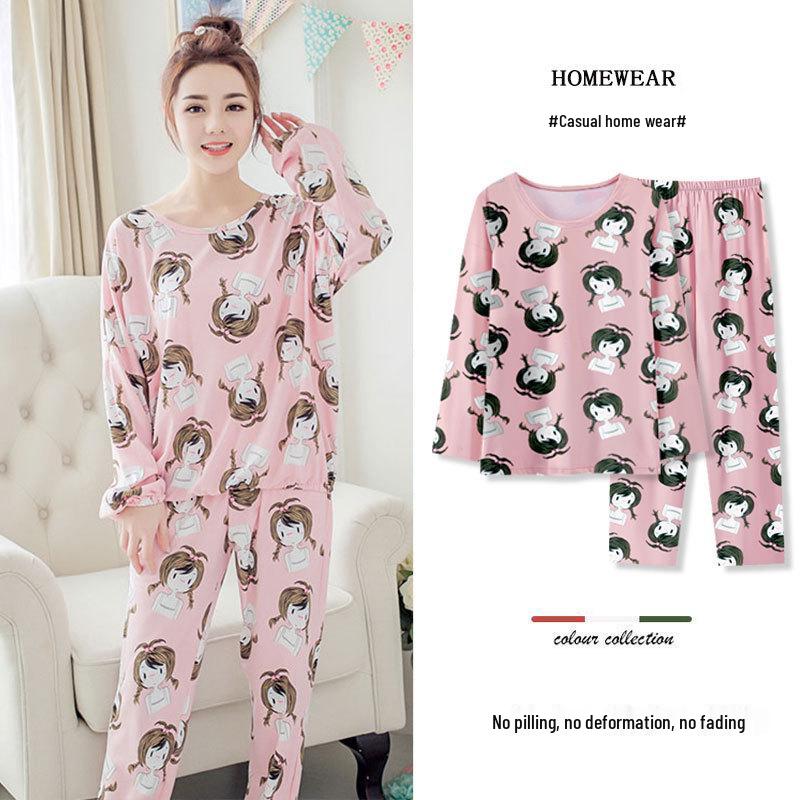 Santa Claus Pajama Set - Crew Neck, Long Sleeve, Sweet & Cute Style, Skin-Friendly Homewear for Dorms