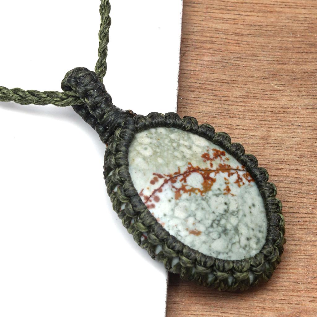 Jasper Macrame Handmade Necklace Gemstone Jewelry Thread 20-36''Ad Pendant