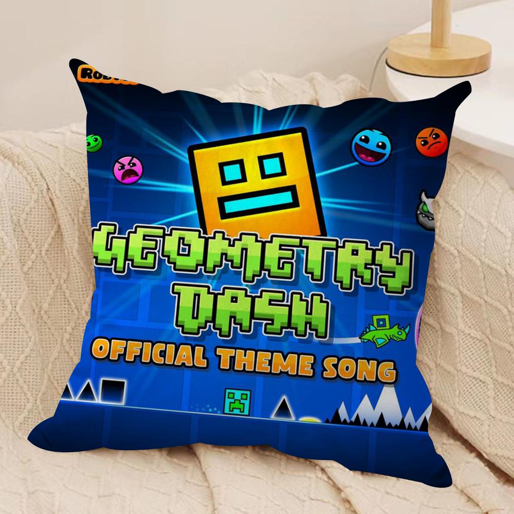 G-Geometry Dash V-Video Cushion Cover Soft Plush Fabric Double-Sided Printed Sofa Cushion Cover For All Seasons Home Decor Gift