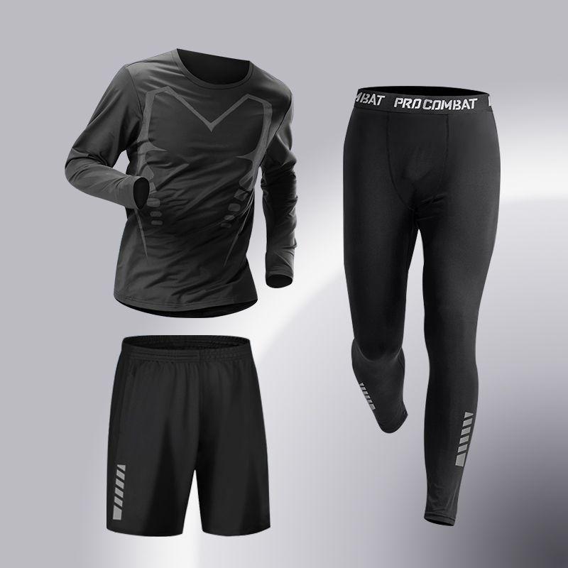 Men's Quick-Dry Sports Suit: High-Elastic Fitness Tights for Running, Training, Basketball, Cycling, Morning Jogging - Perfect for Spring & Autumn.