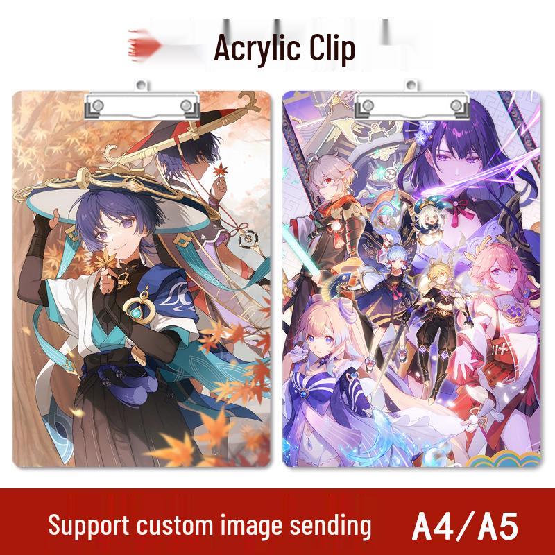 Anime Style Acrylic Clipboard and File Folder with Thickened Writing Pad