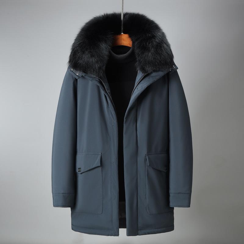 Down Jacket Men's Winter Men's Mid-length Dad Wear Casual Hooded Thickened Warm and Cold-proof Clothing Versatile Jacket Trendy