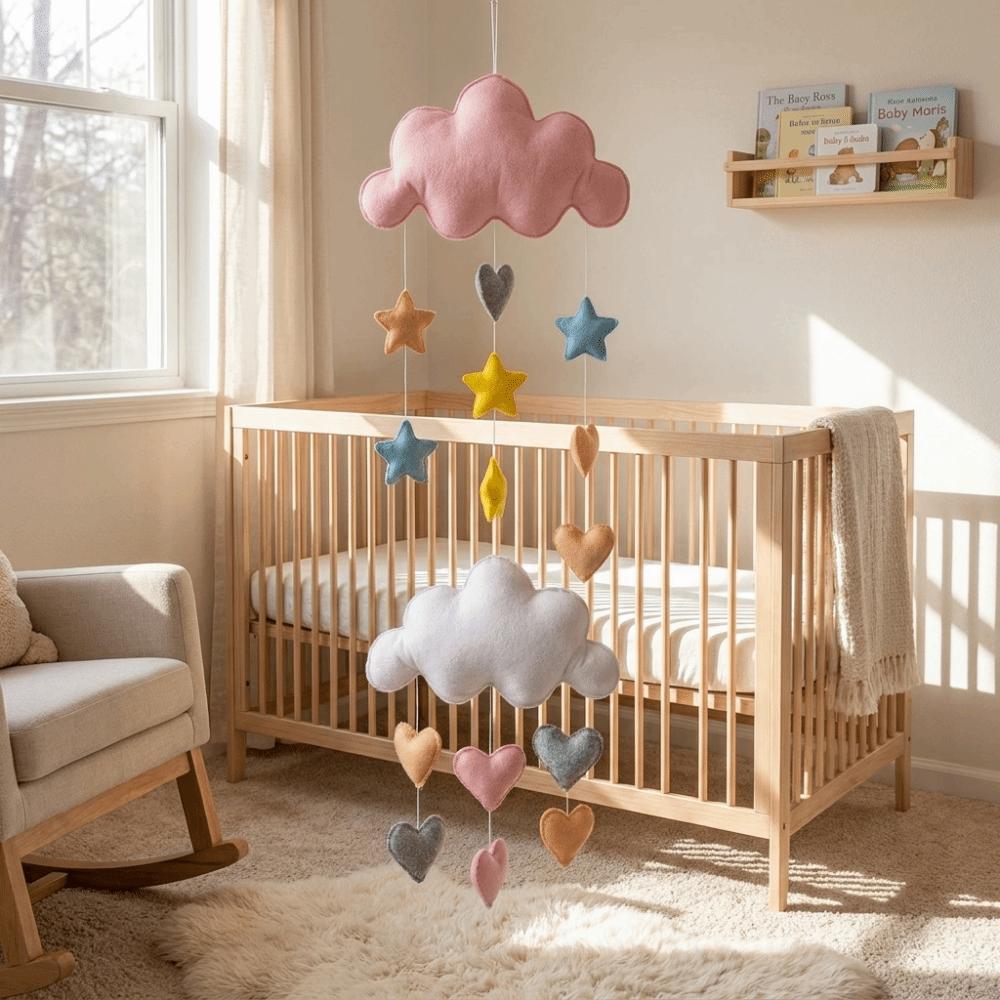 3D Nursery Room Pendant Heart/Star Design Rainbow Cloud Garland Cloud Pendant Photo Props