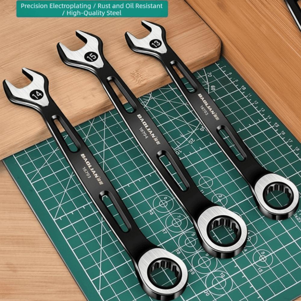 Durable 6-15mm Dual-purpose Wrench Anti Slip Labor-saving Combination Ratchet Wrench Spanner Hand Tool
