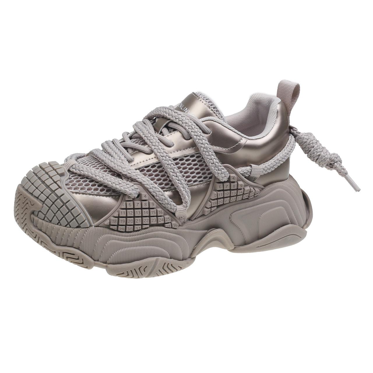 

Огромные огненные кроссовки на толстой подошве, взрывные папины кроссовки, девушка 2025 ранняя весна новинка, универсальная спортивная обувь, маленькая повседневная обувь, доставка 40 серебряный серый