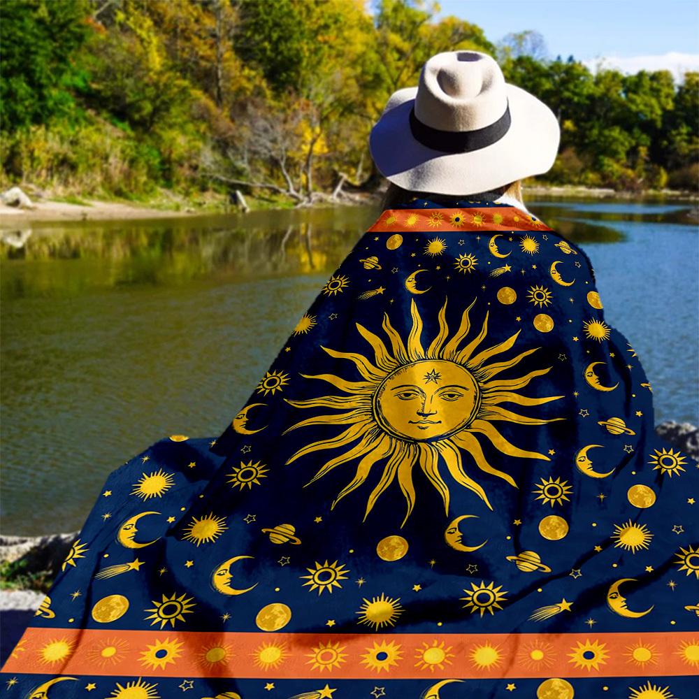 Sun Moon Outdoor Flannel Blankets, Outdoor Travel, Home Blankets, Fan Gifts,Suitable for All Seasons, Christmas Gifts. R1127116