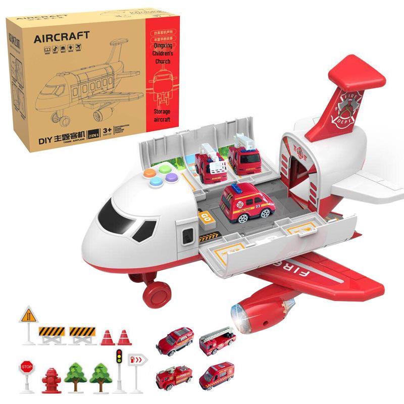 Children's Inertial Toy Car Set with Airplane and Music
