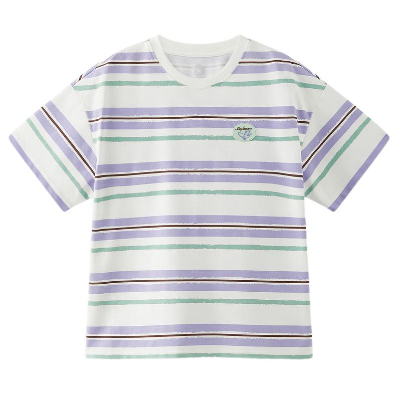 MQD Boys  Antibacterial Striped Casual Short Sleeve T-Shirt 120cm