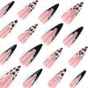 24Pcs Leopard Press On Nail Glossy False Nail Long Winter Artificial Nail Full Cover Stick On Nail Easy To Apply