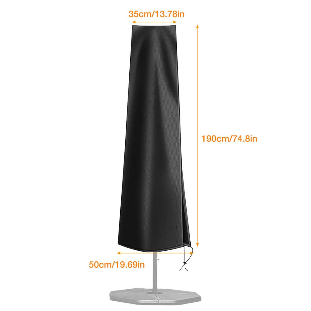 Patio Umbrella Cover Dustproof Windproof Waterproof Protection Outdoor Umbrella Dust Cover For Garden Backyard Poolside Deck чёрный