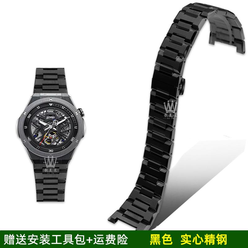 

Для Larone Rarone/Renault Gemini Стальной браслет 8840129 8840149 Ремешок с насечками Нержавеющая сталь Цельнометаллический браслет Ремешок для часов 25mm чёрный