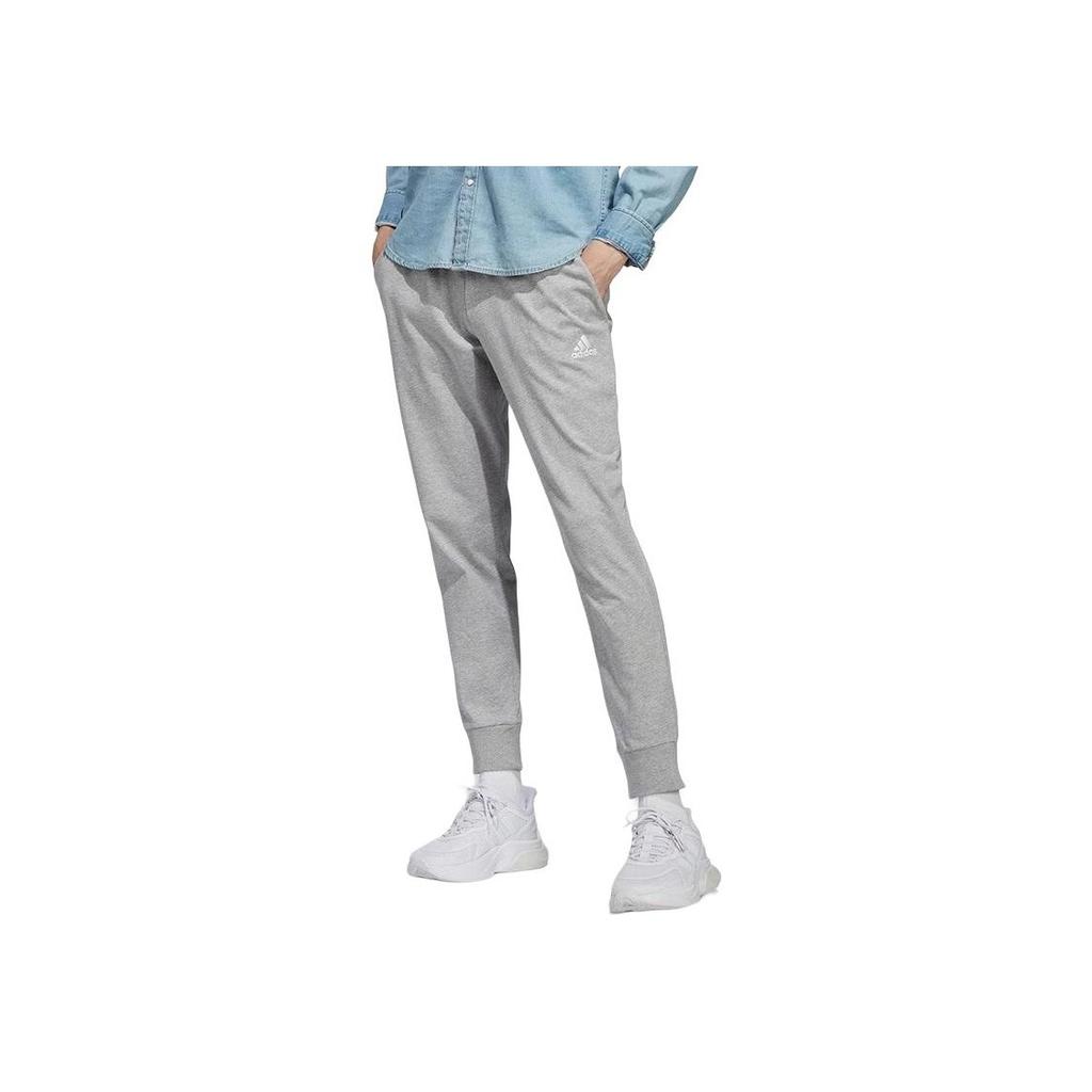 adidas Solid Color Logo Drawstring Joggers Men Bottoms Grey IC9419