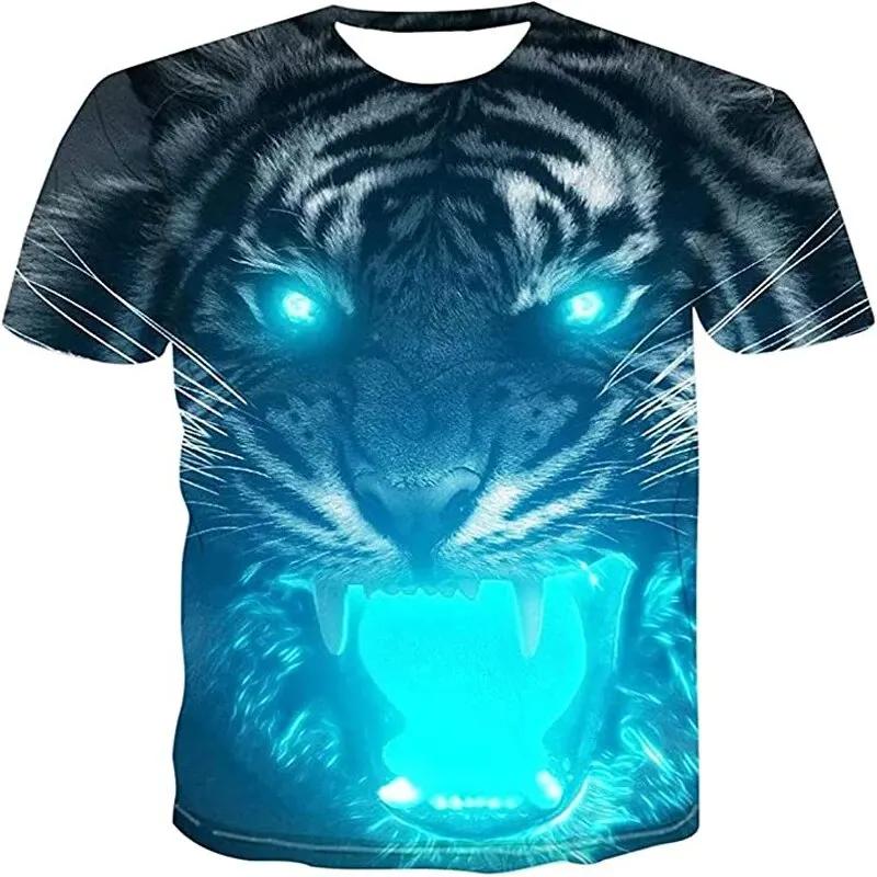 Summer Animal Tiger 3D Print T-Shirts Streetwear Casual Men Women Fashion Short Sleeve T Shirt O-Neck Kids Tees Tops Clothing
