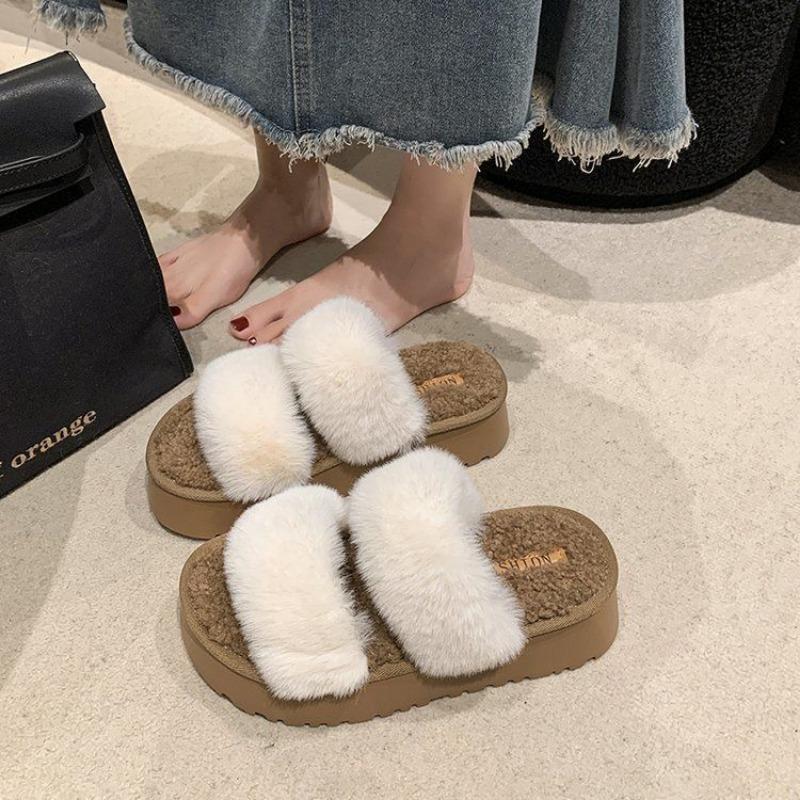Thick-bottomed Mao Mao Slippers Women's New Winter Cotton Slippers Fashionable Versatile Mao Mao Mop