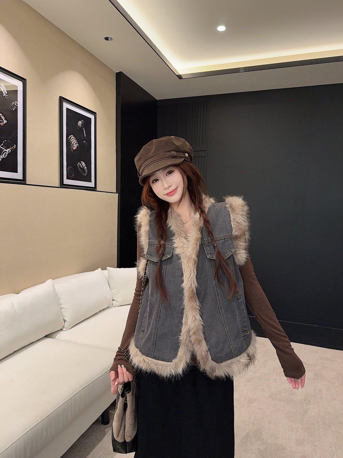 

Женский ретро-джинсовый жилет с потертостями, рваным краем и хлопковым наполнителем, Зима 2025 Large