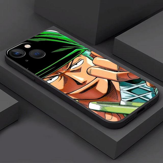 O-ne-1-P-Piece Drawings Phone Case for iPhone 14 Plus 7 12 Mini XR 11 SE 8 6s 13 Pro Max XS X Matte Shockproof Black Soft Cover