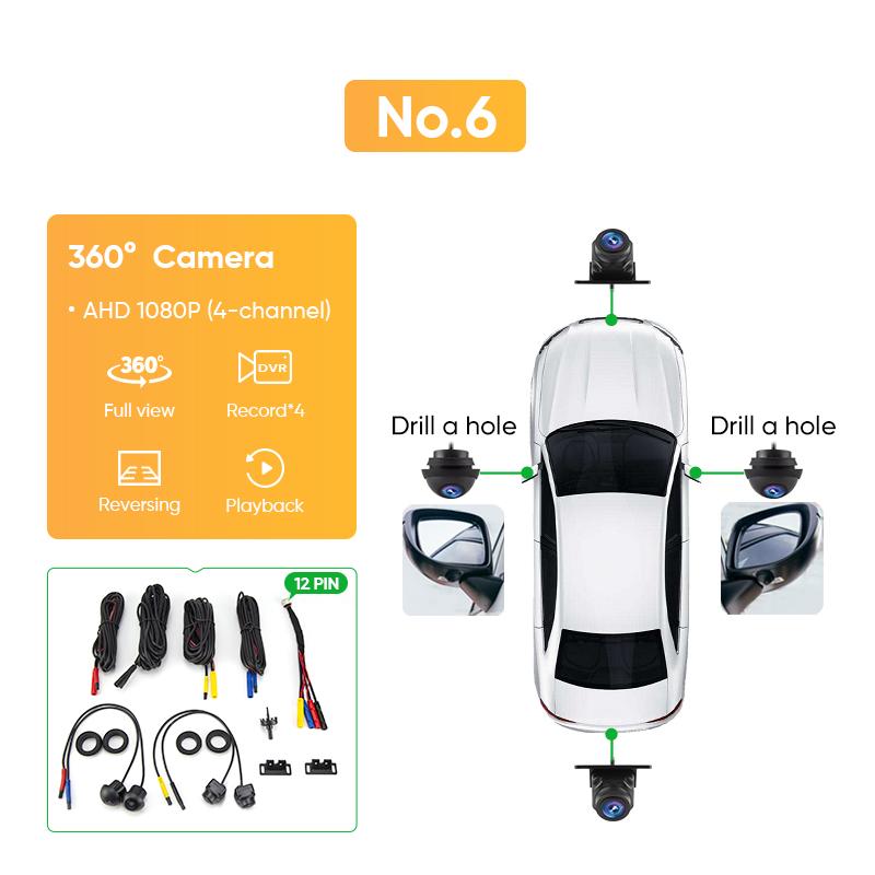 Ainavi Car Multimedia Camera 360 Cameras Rear CAM Wide Angle Backup Camera HD Dashcam AHD 1080P 720P DVR Driving Recorder ADAS