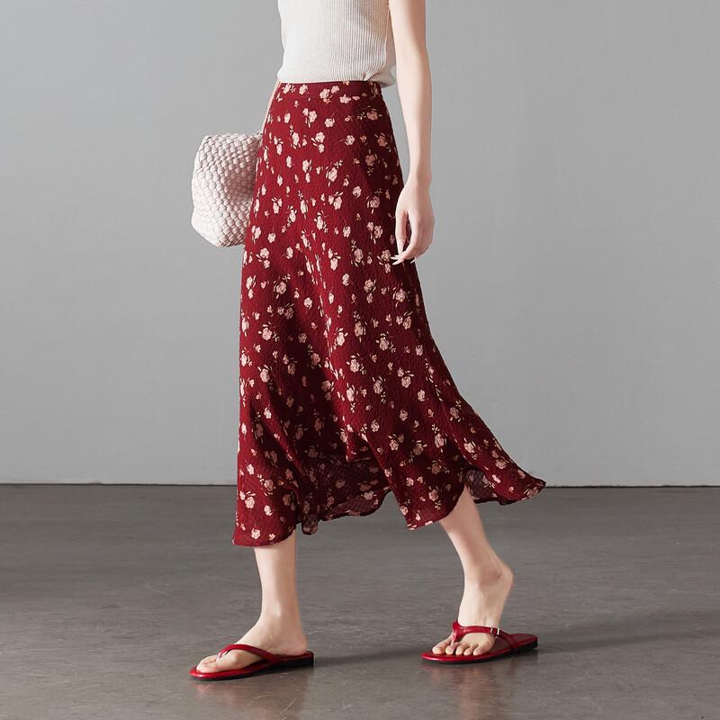 SOFSIL 2026 Summer Vintage Floral High-Waist A-Line Skirt 27/M