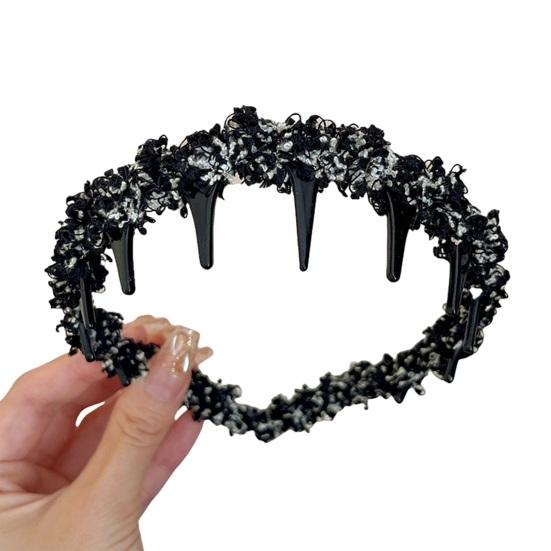 Wavy Headband Tweed Texture Non-Slip Braided Toothed Design Hair Hoop Women Volume-boosting Headband