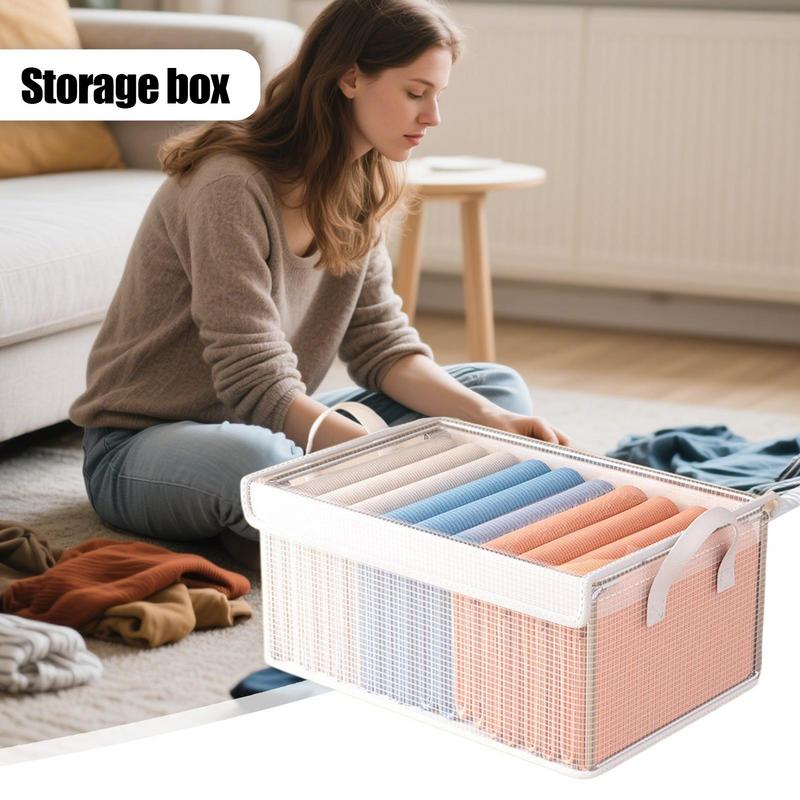 Blanket Box Clear Clothes Storage Organizer With Lid Transparent Space-Saving Stackable Multi-Functional Container Box For