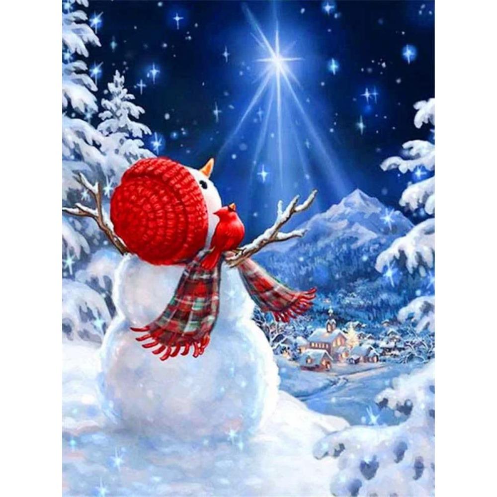 

Алмазная живопись Art Full Drill Снеговик Алмазная картина Ручная работа Снежный день Diy Алмазная мозаика Картина Украшение дома Рождественский подарок Full Square 25X37.5CM
