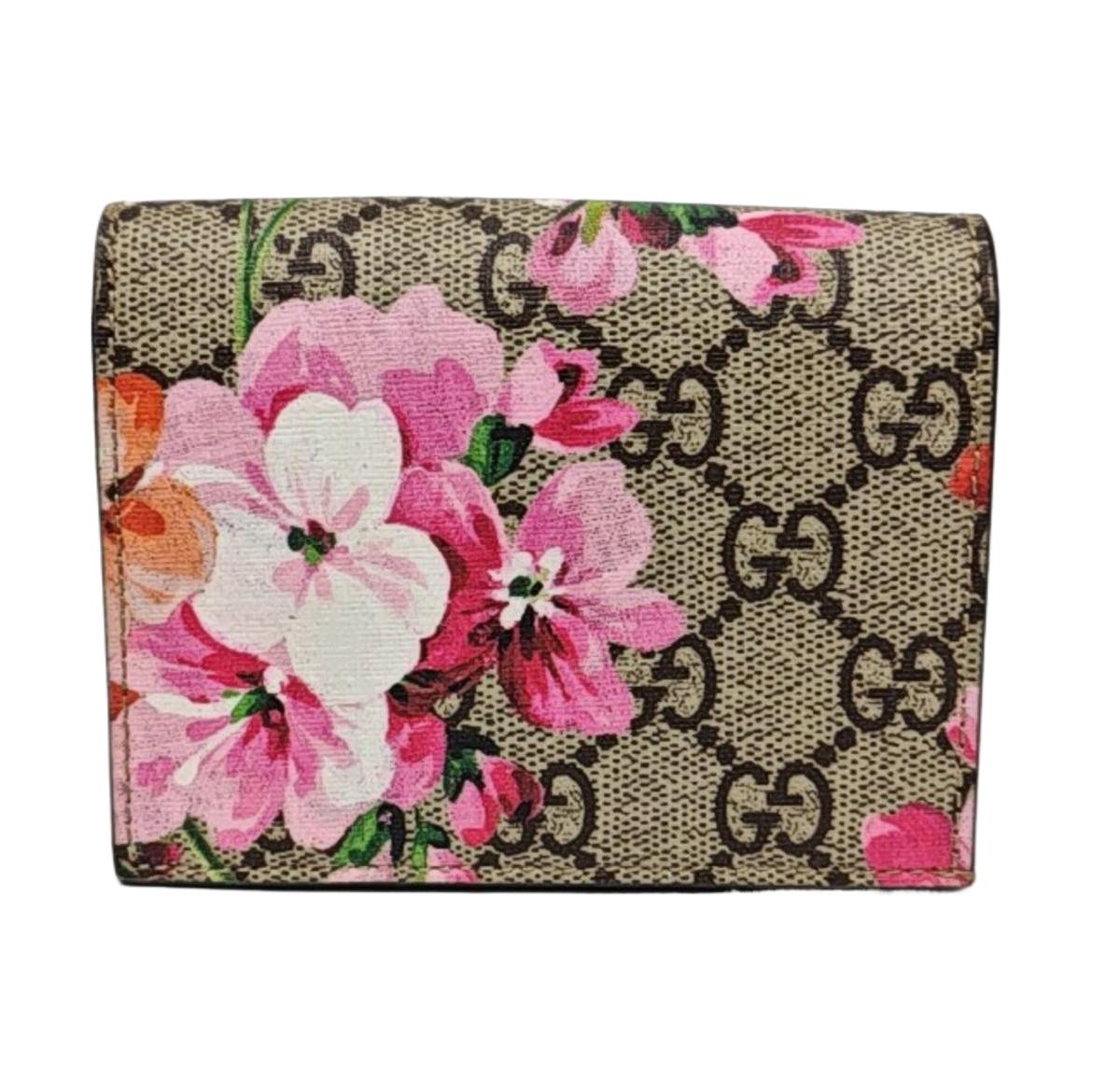 [Pre-Owned] GG Blooms Logo Zipper Double Fold Flap Wallet - Excellent #1EA94ND ONE SIZE