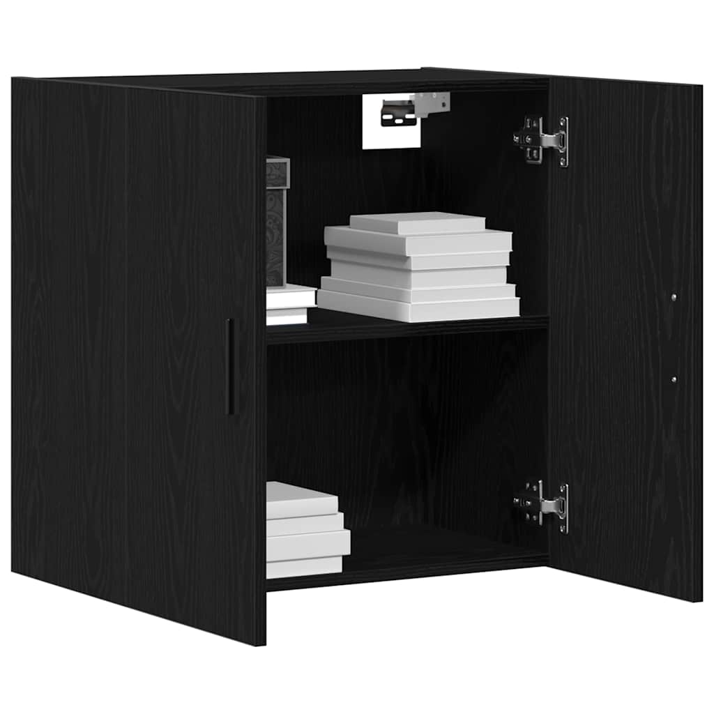 Wall Mounted Cabinet Black Oak Effect 60 x 31 x 60 cm