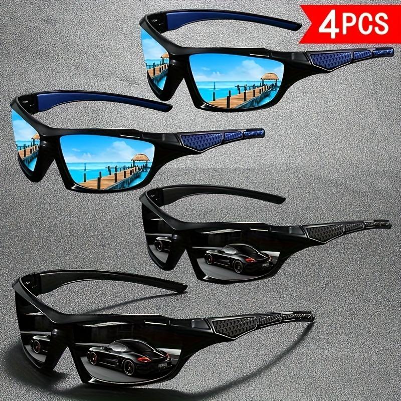 4PCS Unisex Sports Fashion Glasses with Mirror Finish and UV Protection