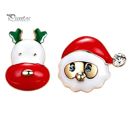 Festive Holiday Gift Ideas 1 Pair Christmas Stud Earrings for Women, Cute Enamel Santa Lightweight Claus And Reindeer Earrings, Jewelry Gifts