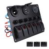 DC 12‑24V 6 Gang Rocker Switch Panel Overload Protection Dual USB Charger with Digital Voltmeter Display for Boat Yachts Car RV