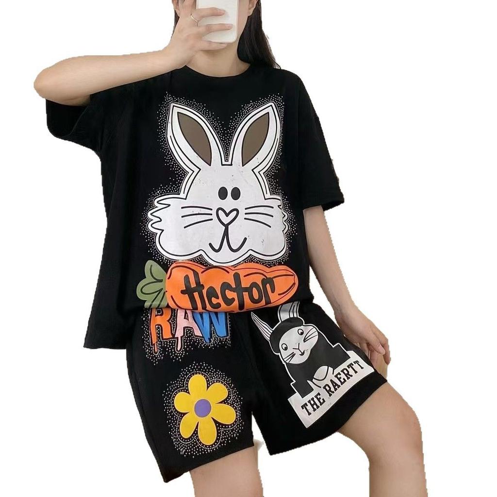 European Station Spring New Fashion Suit Casual Sports Printed T-Shirt Shorts Two-piece Set Women's Trend Brand