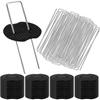 100 Stück Robuste Gartenpfähle-Set, 50 U-förmige 15 cm Verzinkte Stahl-Landschafts-Heringe & 50 Kunststoff-Unterlegscheiben - für Unkrautvlies, Zeltstifte