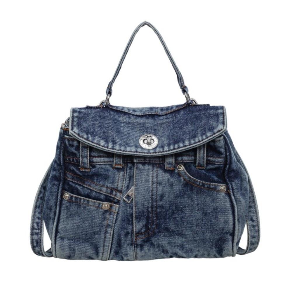 Women Vintage Multi Pocket Denim Backpack with Adjustable Strap for Daily Commute
