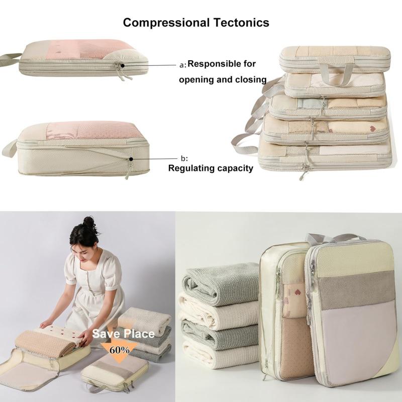 5Pcs/Set Travel Compression Bag Luggage Organizer Travel Pouch Packing Cubes for Travel Bag Organizer Travel Storage Bag